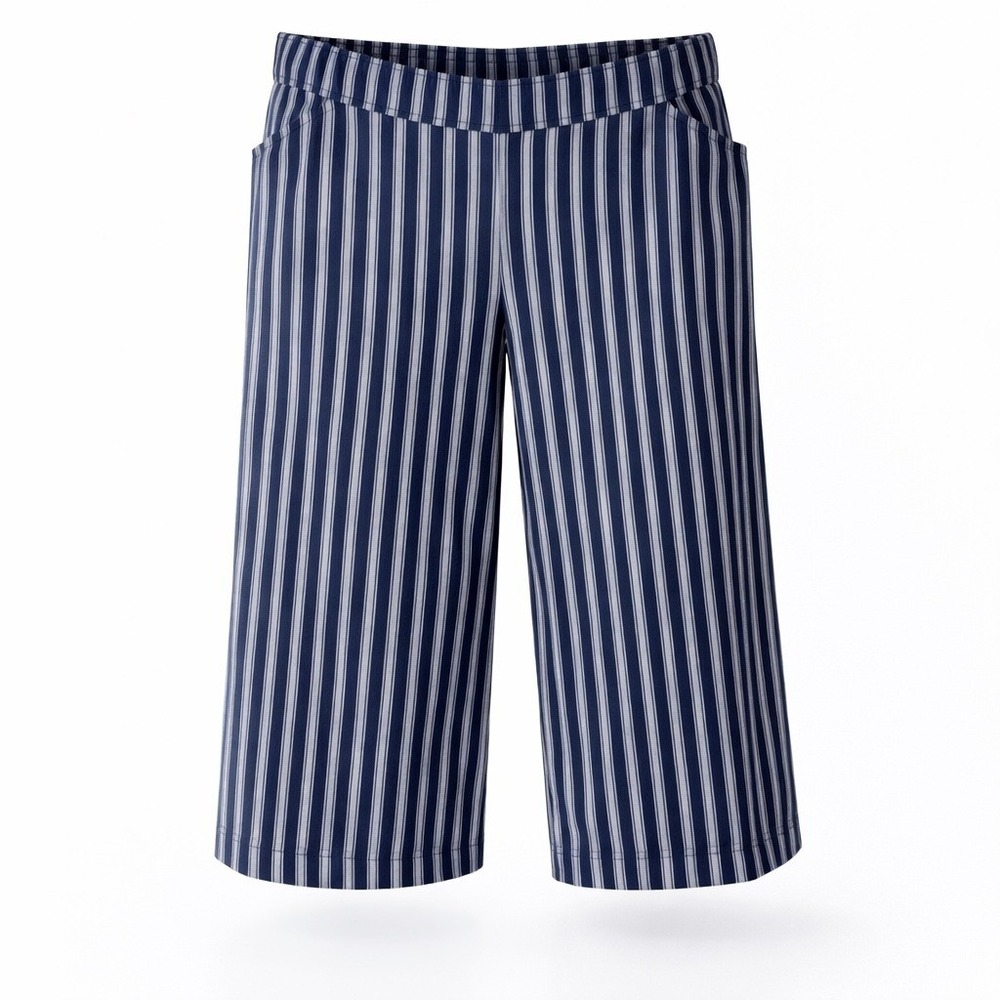 Lane Bryant Stripe Linen Blend Cropped Pants Womens Plus Size 20 Blue White